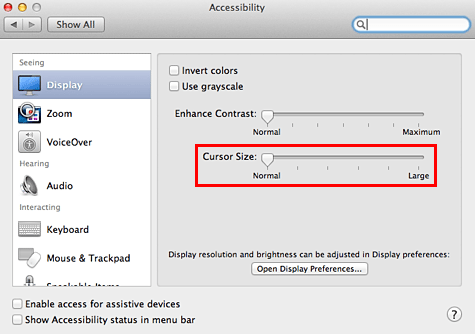 cursor missing in sierra for mac